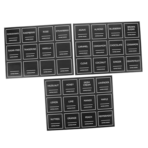 Mobestech 3 Blätter Kaffeeetikett Komfortabel Sirupe Für Kaffeegetränke Minimalistisch Etikett Für Kaffeesirup Etiketten Für Kaffeesirup Individuelle Aufkleber Wasserfest Schwarz Plastik von Mobestech