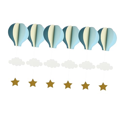 Mobestech 3 Sätze Teiliges Hängende Papier Dekorationen Mit Heißluftballon Für Babyparty Wiederverwendbare Girlande Für Babyzimmer Hochzeiten Und Feste Pastellfarben Hellblau 6 Stück * 3 von Mobestech