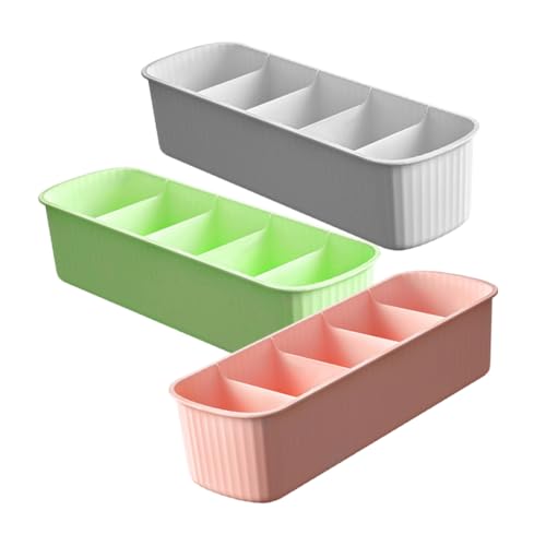 Mobestech 3 Stück Fächer Organizer Box Aufbewahrungsbox für Kleidung Unterwäsche Socken und Accessoires Praktische Sortierbox mit Mehreren Fächern für Schublade und Kleiderschrank Weiß Grün von Mobestech