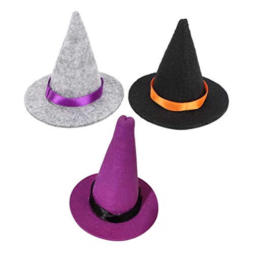 Mobestech 3 Stück Mini Hexenhüte für Weinflaschen Dekorative Halloween Partyhüte Durchmesser Schwarz und Tischdeko für Festlichkeiten von Mobestech