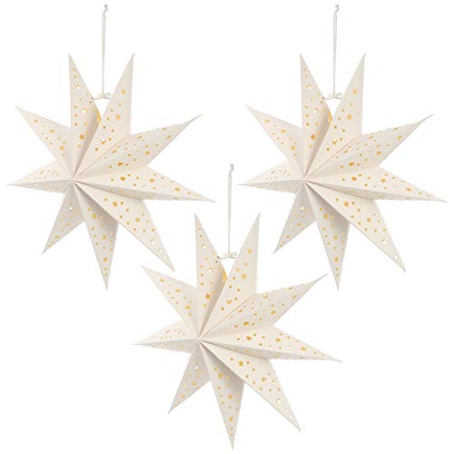 Mobestech 3 Stücke Papierstern Lampenschirm LED Weihnachtsstern Faltsterne 3D Leuchtstern Aushöhlen Stern Weihnachtsbeleuchtung Adventsstern Christbaumspitze für Weihnachtsbaum Fenster Deko 35cm Mobestech 3 Stücke Papierstern Lampenschirm LED Weihnachtsstern Faltsterne 3D Leuchtstern Aushöhlen Stern Weihnachtsbeleuchtung Adventsstern Christbaumspitze für Weihnachtsbaum Fenster Deko 35cm von Mobestech
