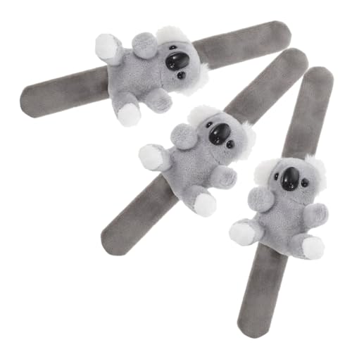 Mobestech 3 Stücke Slap-Armband Thematische Gastgeschenke Partyzubehör-Korb Stofftier-Armband Schlagarmbänder Für Mädchen Geburtstagsfeier Light Grey Plüsch von Mobestech