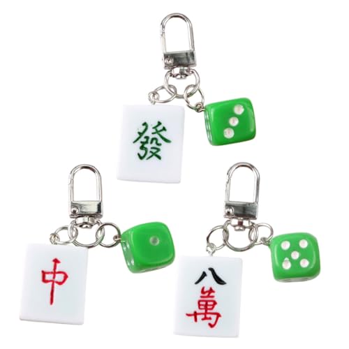 Mobestech 3Stücke Mahjong Schlüsselanhänger Kreative Dekoration für Schlüssel und Taschen Anhänger im Chinesischen Stil Langlebig und Tragbar für Frauen und Mahjong Fans von Mobestech