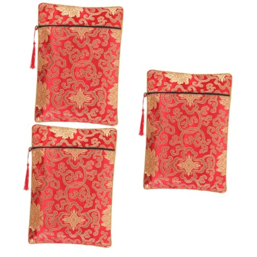 Mobestech 3st Aktentasche Im Chinesischen Stil Buchhalter Mit Schriften Bestickte Brokattasche Kleiner Geschenkbeutel Verpackungsbeutel Für Heilige Bücher Schmuck Buchumschlag Baumwolle von Mobestech