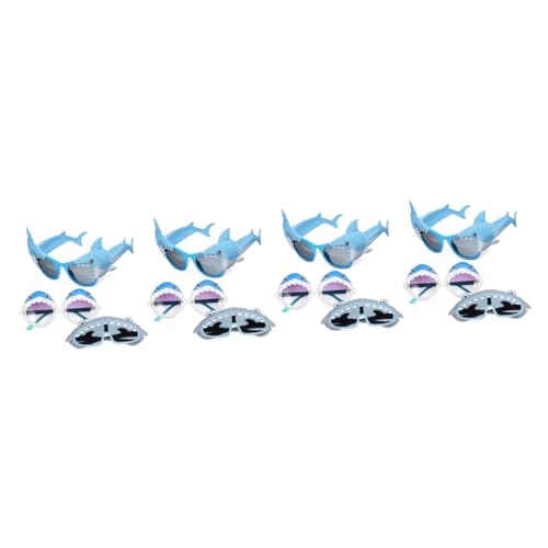 Mobestech 4 Sätze Hai-brille Party Lustig Festivalbrille Geformt Erwachsene Kindersonnenbrille Kindersonnbrillen Sunglasses Men Haigläser Hai- Pvc 3 Paar * 4 von Mobestech