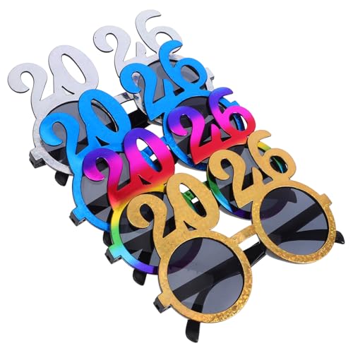 Mobestech 4 Stück „Happy New Year“ Brillen Ausgefallene Neujahrsbrille 2026 – Partygeschenk Für Den Schulabschluss – Lustige Sonnenbrillen Für Partydekorationen 2026 von Mobestech
