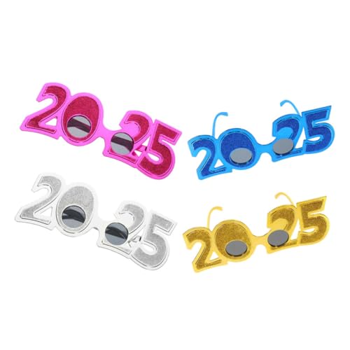 Mobestech 4 Stück 2025 lustige Brille farbenfroher Rundgläserrahmen 2025 Neujahrsbrille farbig über Futuristische Sonnenbrille für Neujahrsvorräte Neujahrsparty-Brillen Stk Mobestech 4 Stück 2025 lustige Brille farbenfroher Rundgläserrahmen 2025 Neujahrsbrille farbig über Futuristische Sonnenbrille für Neujahrsvorräte Neujahrsparty-Brillen Stk von Mobestech