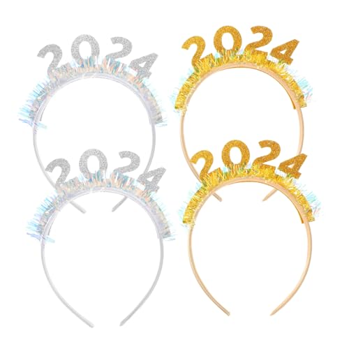 Mobestech 4 Stück Glitzernde Teiliges Haarreifen Neujahr Party Kopfschmuck Gold Silber Vielseitige Haaraccessoires für Festliche Outfits und Silvesterfeiern von Mobestech