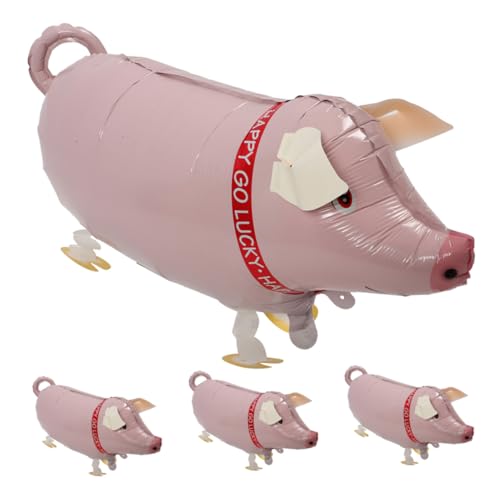 Mobestech 4 Stück Schweineballon gehen lassen Bauernhof Luftballons gehende Tierballons für Ballon Tierballons Partyballon aufblasbare Nutztiere tierische aufblasbare Ballons Aluminiumfolie von Mobestech