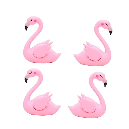 Mobestech 4 Stück Teiliges Flamingo Tortendeko aus Kunststoff mit Flügeln Niedliche Kuchenfigur und Multifunktionale Deko für Party Auto Tisch und Wohnräume von Mobestech