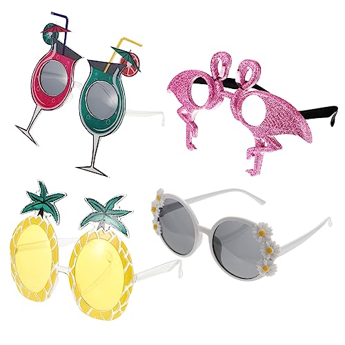 Mobestech 4 Stück Teiliges Hawaii Partybrillen Kunststoffbrillen mit Lustigen Formen Ergonomisch und Bequem Foto Requisiten für Karneval Cosplay Halloween und Outdoor Events von Mobestech