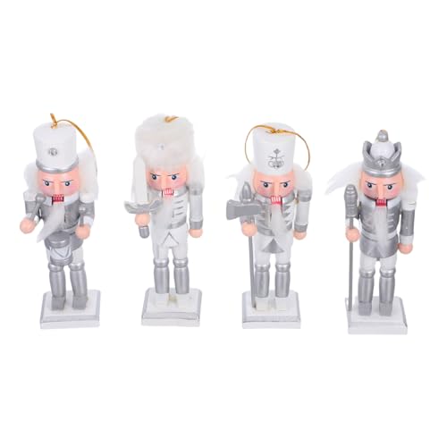 Mobestech 4 Stück Teiliges Holz Weihnachtsnussknacker Soldat Figuren Stabile Holzfiguren für Festliche Tischdeko Kamin Regalornamente Langlebige Weihnachtsdekoration und Geschenkidee von Mobestech