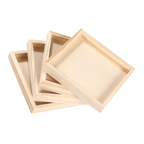 Mobestech 4 Stück Teiliges Holztablett Unbehandelte Aufbewahrungstrays für Puzzle Bausteine Stabiles Holztablett Organizer für Vielseitig Nutzbar von Mobestech