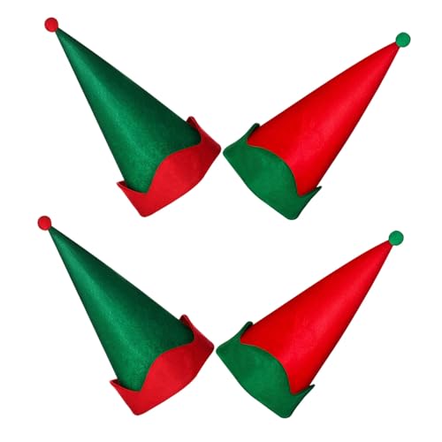 Mobestech 4 Stück Weihnachts-feenhüte aus Filz Elf Zipfelmütze Unisex Weicher Atmungsaktiv Deko für Weihnachts- Halloween Geburtstagsfeiern Kostümaccessoire für Festtagsstimmung von Mobestech