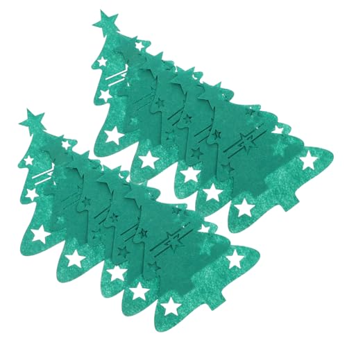 Mobestech 48 Stück Teiliges Weihnachtsbesteck aus Grünem Filz Weihnachtsbaum Besteckhalter mit und Löffeltaschen Festliche Tischdekoration für Weihnachtsessen und Feiern von Mobestech