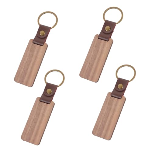 Mobestech 4Stücke Holz Schlüsselanhänger Rohlinge Blanko Schlüsselanhänger für DIY Bastelprojekte aus Stabilem Holz Gefertigt für Gestaltung und Kreative Dekoration von Mobestech