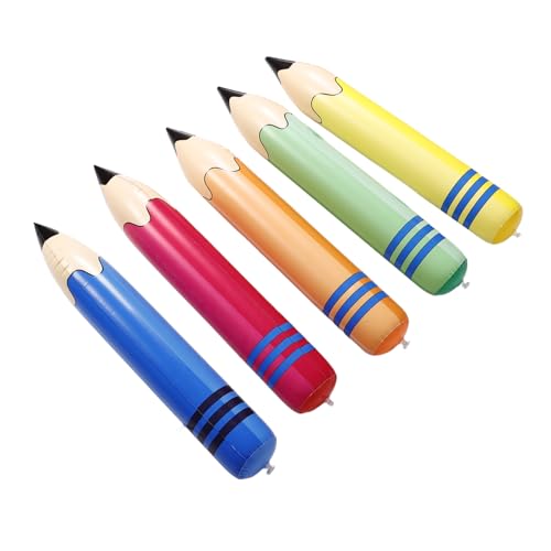 Mobestech 5 Stück Giant Inflatable Pencil Toys Luftballons für Kindergeburtstag Schulanfang und Abschlussfeier Aufblasbare Bleistiftspielzeuge zur Dekoration und Spielspaß von Mobestech