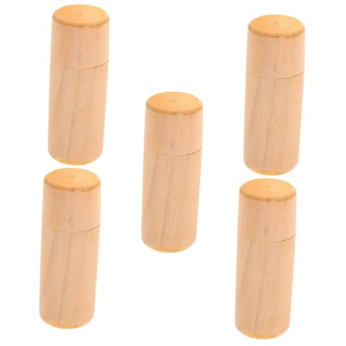 Mobestech 5 Stück Ölhalter Holzbox Runde Aufbewahrungsbox für Ätherische Öle Stabile Holzstruktur für Organisation und Schutz von Duftölen für Zuhause oder Unterwegs von Mobestech