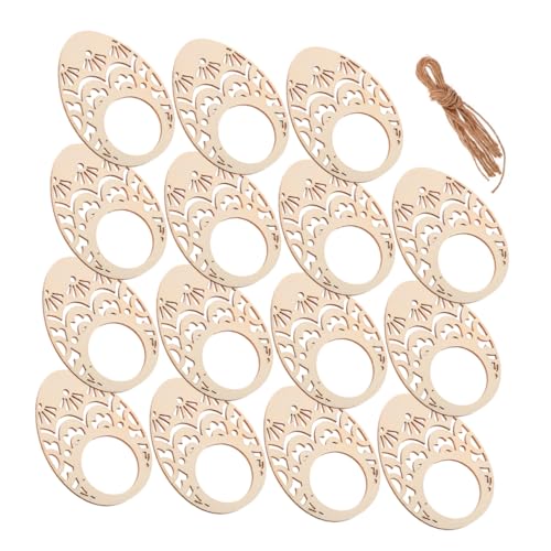 Mobestech 50 Stück DIY Holz Napkin Ringe Eiform für Ostern Dekorative Serviettenhalter für Festtafel und Feierlichkeiten von Mobestech
