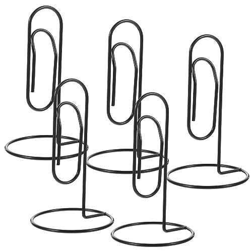 Mobestech 5er Set Jumbo Schreibtisch Büroklammer Memo-Halter, schwarzer Metall-Notizhalter für Schreibtisch, 7,5 x 7,5 x 13 cm, vielseitig einsetzbarer Desktop-Memo-Clip von Mobestech