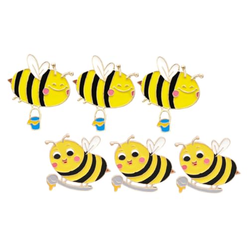 Mobestech 6 Stück Biene Brosche Bienenschmuck Für Frauen Frauen-bienen-broschen Biene Niedliche Kleidungsbrosche Niedliche Kleidungsbrosche Mit Biene Aus Metall Stellnadel Yellow Legierung von Mobestech