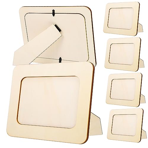 Mobestech 6 Stück DIY Holz Bilderrahmen Rechteckige Bastelrahmen Unlackiert für Tischdisplay Persönliche Gestaltung und Kreative Projekte von Mobestech