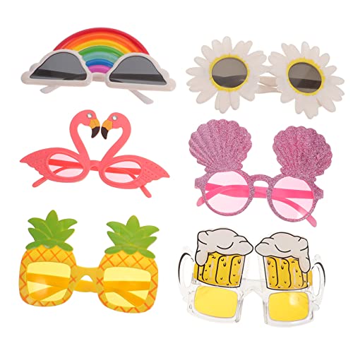 Mobestech 6 Stück Teiliges Lustige Hawaii Partybrillen aus Kunststoff Kreative Strand Sonnenbrillen in Flamingo Ananas Blume Cocktail Design Leichte Flexible Kostümbrillen für Pool und Mobestech 6 Stück Teiliges Lustige Hawaii Partybrillen aus Kunststoff Kreative Strand Sonnenbrillen in Flamingo Ananas Blume Cocktail Design Leichte Flexible Kostümbrillen für Pool und von Mobestech
