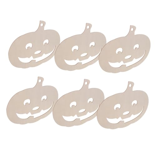 Mobestech 6 Stück Teiliges Unbemalte Holz-pumpkin Cutouts Naturbelassene Holzscheiben zum Bemalen Leicht und Tragbar für Halloween Herbst und Thanksgiving DIY Bastelprojekte von Mobestech