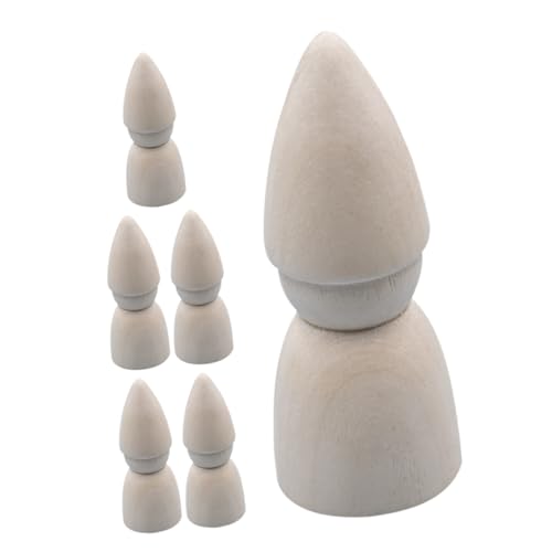 Mobestech 6 Stück Teiliges Unbemalter Holz Peg Dolls zum Bemalen DIY Holzfiguren für Kreative Bastelprojekte für Familienaktivitäten und Einfach zu Gestalten von Mobestech