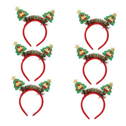 Mobestech 6 Stück Teiliges Weihnachts Haarreif mit Klassischen Xmas Elementen Langlebig und Komfortabel für Karneval Weihnachtsfeier und Festliche Partydekoration für Damen und Mädchen von Mobestech