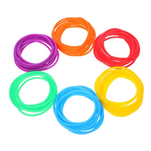 Mobestech 60 Stück Teiliges Bunte Silikon Jelly Armbänder und Haargummis für Frauen Sanfter Halt Wasserfest Schweißbeständig für Partys Events Halloween Weihnachten Disco von Mobestech