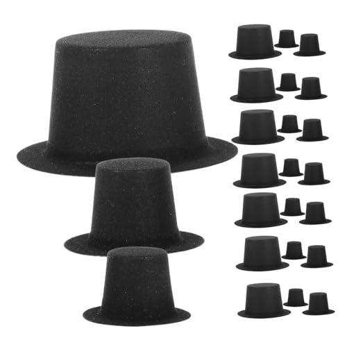 Mobestech 60 Stück Teiliges Mini Hüte Schwarz PVC Kleine Weihnachtsmützen für Puppen DIY Basteln Schneemann Dekoration Zubehör für Festliche Heimdeko von Mobestech
