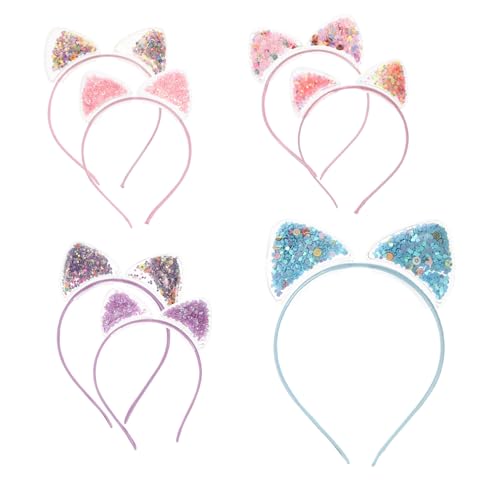Mobestech 7 Stück Teiliges Haarreif mit Katzenohren Bunte Transparente Stirnbänder Modische Kopfbedeckung für Karneval Party und Alltag Geeignet für Mädchen von Mobestech