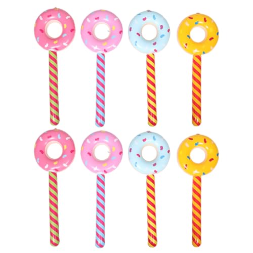 Mobestech 8 Stück Donut aufblasbar Luft Creme Thema Party Partei aufblasbar Riesige Lutscher-Requisite Süßigkeiten-Kostümzubehör Süßigkeiten Ballons aufblasbarer Donut-Lutscher PVC von Mobestech