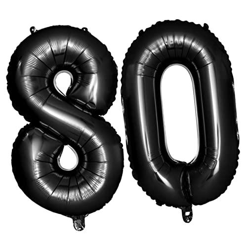 Mobestech 80Nummer Schwarze Folienballons für Geburtstags und Jubiläumsdekoration Jumbo Aluminiumballons für Feier pro Packung Mobestech 80Nummer Schwarze Folienballons für Geburtstags und Jubiläumsdekoration Jumbo Aluminiumballons für Feier pro Packung von Mobestech