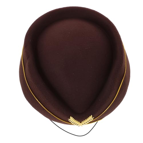 Mobestech Beret Damen Hut Flugbegleiterin Kostüm Zubehör Modisch Leicht Bequem Robust für Frauen Cosplay Bühnenauftritt Braun von Mobestech