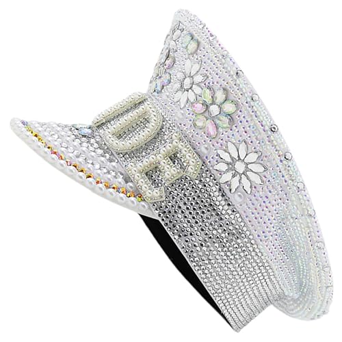 Mobestech Braut Kapitänshut mit Strass Verstellbarer Bling Hut für Hochzeit und Junggesellinnenabschied Accessoire für Besondere Anlässe Mobestech Braut Kapitänshut mit Strass Verstellbarer Bling Hut für Hochzeit und Junggesellinnenabschied Accessoire für Besondere Anlässe von Mobestech