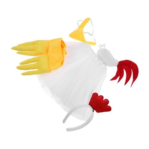 Mobestech Chicken Cosplay Set mit Weißem Feder haarreif und Atmungsaktiv Vielseitig für Festival Karneval und Osterfeiern Auffälliges Kostümzubehör für Damen und Herren von Mobestech