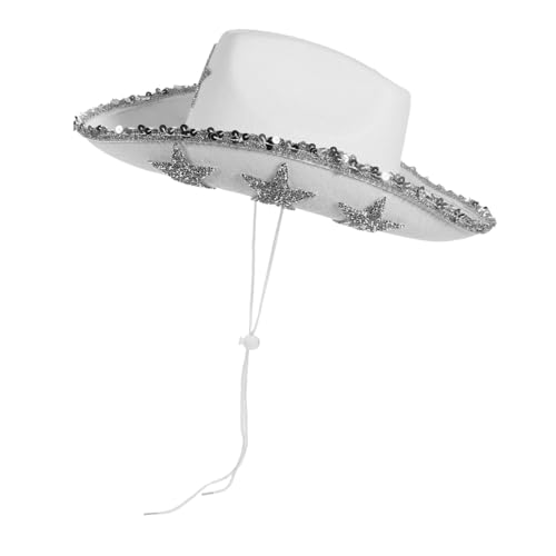 Mobestech Cowboyhut für Damen Fünfzackiger Western Stil Partyhut mit Kordelzug für Hochzeiten und Mottopartys Langlebig und Vielseitig Einsetzbar von Mobestech