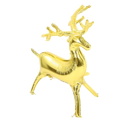 Mobestech Dreidimensionaler Elchballon Party Dekoration Braun Weihnachtsfeier Reh Led Riesige Weihnachtsballons Weihnachten Steht Stand Groß Weihnachtshirschballon Golden Aluminiumfolie von Mobestech