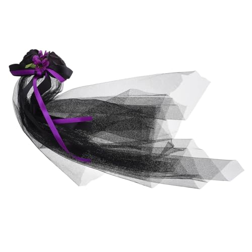 Mobestech Dunkles Blumen-schleier Stirnband Halloween Braut Kopfschmuck mit Zarten Floralen Akzenten für Party Cosplay Tag der Toten Frauen Festliches Accessoire von Mobestech