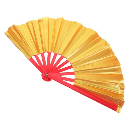 Mobestech Faltbarer Tai Chi Fächer Handfächer Doppelseitig Rot gold Leichter Faltbarer Tanz Performance fächer für Erwachsene Stabiler Kunststoffrahmen Vielseitiger Klappfächer für Sommer von Mobestech