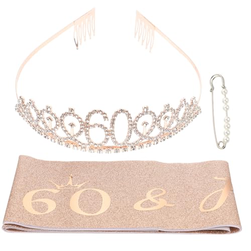 Mobestech Geburtstagskrone Tiara Set Teilig Funkelnde Damen Party Schärpe mit Kronen Design Langlebig und Bequem Geburtstagsdeko und Festliches Accessoire für Feierlichkeiten von Mobestech