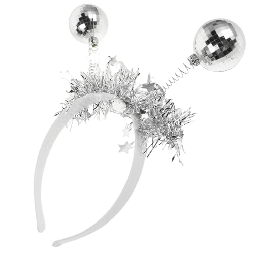 Mobestech Glitzernder Disco Kugel Haarreif mit Antennen Spiegelkugel Party accessoire für Damen Vielseitig für Halloween Karneval und Space Partys Funkelnder Kopfschmuck von Mobestech