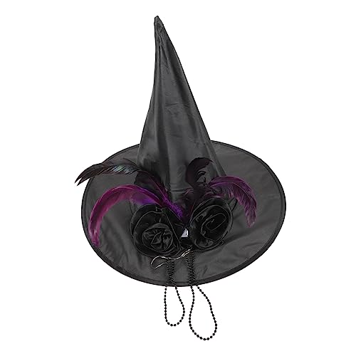 Mobestech Halloween Hexenhut aus Oxford mit Rüschen Einzigartiges Design Vielseitig für Damen bei Kostümpartys Maskerade Karneval und Cosplay als Partyhut und Dekoartikel von Mobestech