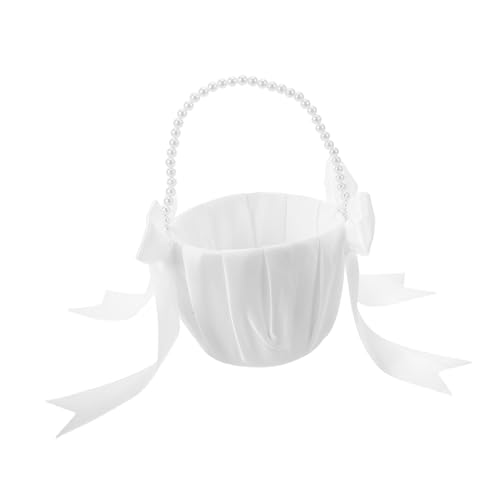 Mobestech Hochzeits Blumenkorb für Blumenmädchen mit Perlenhandgriff und Schleifenband Dekorativer Körbchen für Blütenblätter für Romantische Feierlichkeiten und Hochzeitszeremonien Mobestech Hochzeits Blumenkorb für Blumenmädchen mit Perlenhandgriff und Schleifenband Dekorativer Körbchen für Blütenblätter für Romantische Feierlichkeiten und Hochzeitszeremonien von Mobestech