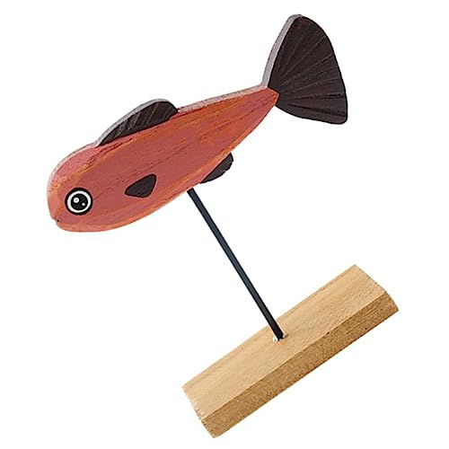 Mobestech Holz Fischdekoration Cartoon Fischspielzeug Kinderzimmer Tischdeko Meeresstil Holzfigur Rote Schwanzfisch für Mädchen Dekoration von Mobestech