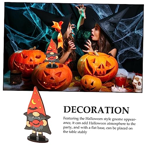 Mobestech Holzfigur Halloween Gnom Tischdeko aus Langlebigem Holz Niedliche Tischdekoration als Halloween Rustikales Holzschild für Herbstliche Party und Festliche von Mobestech
