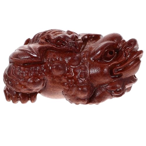 Mobestech Holzgeschnitzte Krötenfigur Dekoratives Holzornament für Wohnzimmer Büro Schreibtisch Kunstvoll Gefertigte Holzdeko für Zuhause und Meditationsraum von Mobestech