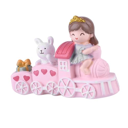 Mobestech Niedlicher Zug Cake Topper Rosa Zugfigur Dekoratives Geburtstagskuchenzubehör Mädchen Deko Desktop Ornament Kreative Tortendeko für Kinderzimmer und Party von Mobestech